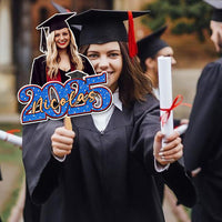 Thumbnail for Personalized Face Fans With Wooden Handle - Graduation Keepsake Gift - Colorful Glitter Senior Photo Class Of 2025 FC