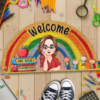 Thumbnail for Custom Welcome Teacher Rainbow Shaped Doormat, Gift For Teacher AB