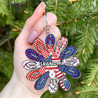 Thumbnail for Personalized Grandma Nana Grandkids Patriotic Flip Flop Acrylic Keychain, 4th Of July Gift JonxiFon