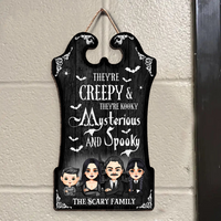 Thumbnail for Personalized Shaped Door Sign - Halloween Gift For Family - They're Creepy & They're Kooky AE