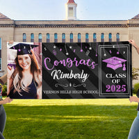 Thumbnail for Custom Graduation 2024 Banner with Glitter Photo - Graduation Gift FC