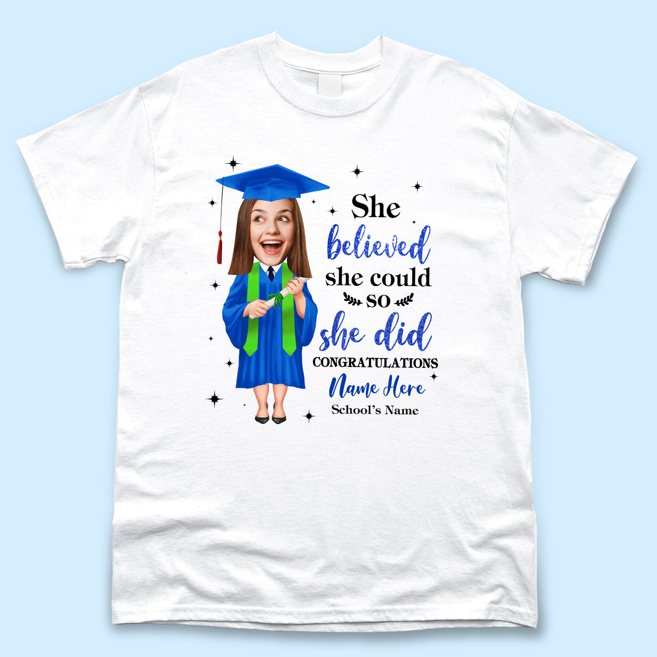 Personalized She Believed She Could Senior Class Of 2024 Graduation T-shirt, Grad Gift Merchize