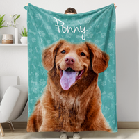 Thumbnail for Personalized Pet Photo And Name Fleece Blankets, Gift For Dog Cat Lovers AB