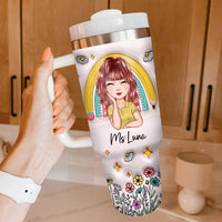 Thumbnail for Personalized 3D Inflated Floral Teacher 40oz Tumbler - Gift For Teacher FC