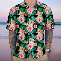 Thumbnail for Personalized Enjoy The Summer Together Floral Palm Leaves Dog Cat Photo Men Hawaiian Shirt For Pet Dad FC