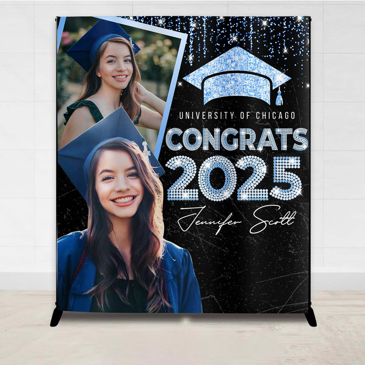 Custom Sparkling Class Of 2025 Backdrop, Graduation Party Supply FC