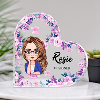 Thumbnail for Personalized Heart Shaped Acrylic Plaque- Office Decor Gift- Floral Cute Women AA