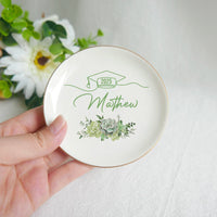 Thumbnail for Custom Floral Class of 2025 Graduation Round Jewelry Ring Dish, Jewelry Tray, Graduation Gift For Her FC