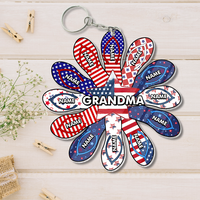 Thumbnail for Personalized Grandma Nana Grandkids Patriotic Flip Flop Acrylic Keychain, 4th Of July Gift JonxiFon