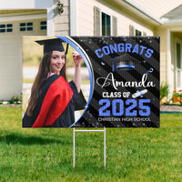 Thumbnail for Personalized Yard Sign With Stake - Graduation Gift - Glitter Senior Party Welcome Sign FC