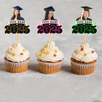 Thumbnail for Custom Face With Name 2025 Photo Graduation Cupcake Toppers, Graduation Party Decorations FC