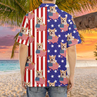 Thumbnail for Personalized American Flag Face Photo Hawaiian Shirt, Summer Gift For Dog Cat Lovers FC