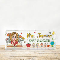 Thumbnail for Custom Teacher Name With Book Flowers Acrylic Desk Name Plate, Gift For Teacher AI