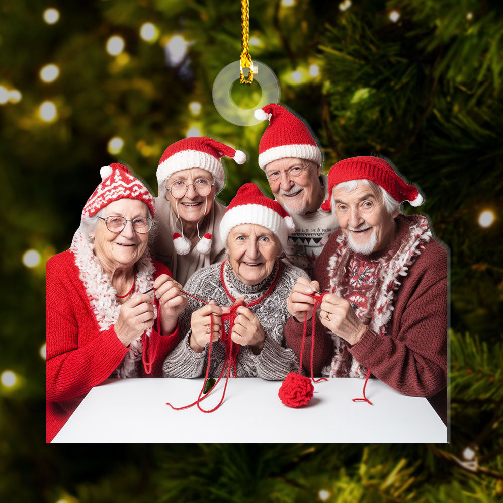 Personalized Acrylic Ornament - Gift For For Knitters & Crocheters - Knitting Besties Photo AC