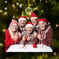 Thumbnail for Personalized Acrylic Ornament - Gift For For Knitters & Crocheters - Knitting Besties Photo AC