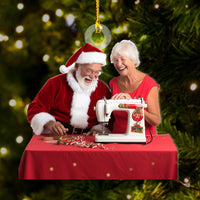 Thumbnail for Personalized Acrylic Ornament - Gift For Sewing Lovers - Happy Old Sewing Couple Photo AC