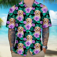 Thumbnail for Personalized Enjoy The Summer Together Floral Palm Leaves Dog Cat Photo Men Hawaiian Shirt For Pet Dad FC