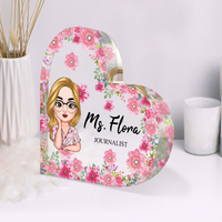Thumbnail for Personalized Heart Shaped Acrylic Plaque- Office Decor Gift- Floral Cute Women AA