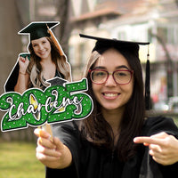 Thumbnail for Personalized Face Fans With Wooden Handle - Graduation Keepsake Gift - Colorful Glitter Senior Photo Class Of 2025 FC