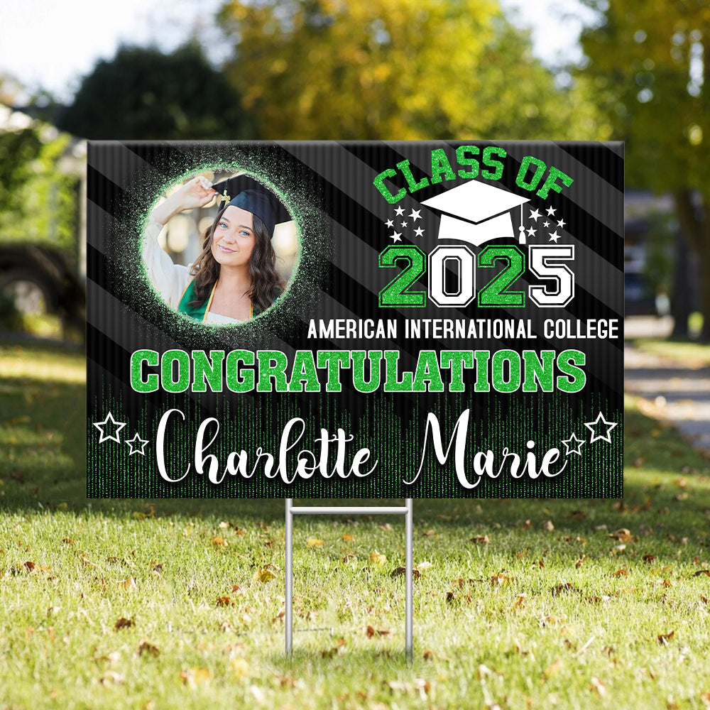 Personalized Yard Sign With Stake - Graduation Gift - Sparkling Senior Party Decoration FC