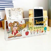 Thumbnail for Custom Teacher Name With Book Flowers Acrylic Desk Name Plate, Gift For Teacher AI