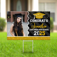 Thumbnail for Personalized Yard Sign With Stake - Graduation Gift - Glitter Senior Party Decor FC