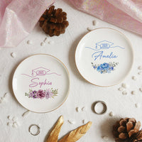 Thumbnail for Custom Floral Class of 2025 Graduation Round Jewelry Ring Dish, Jewelry Tray, Graduation Gift For Her FC