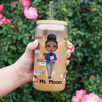 Thumbnail for Personalized Teacher Daily Affirmation Glass Bottle/Frosted Bottle With Lid & Straw, Teacher Gift AF