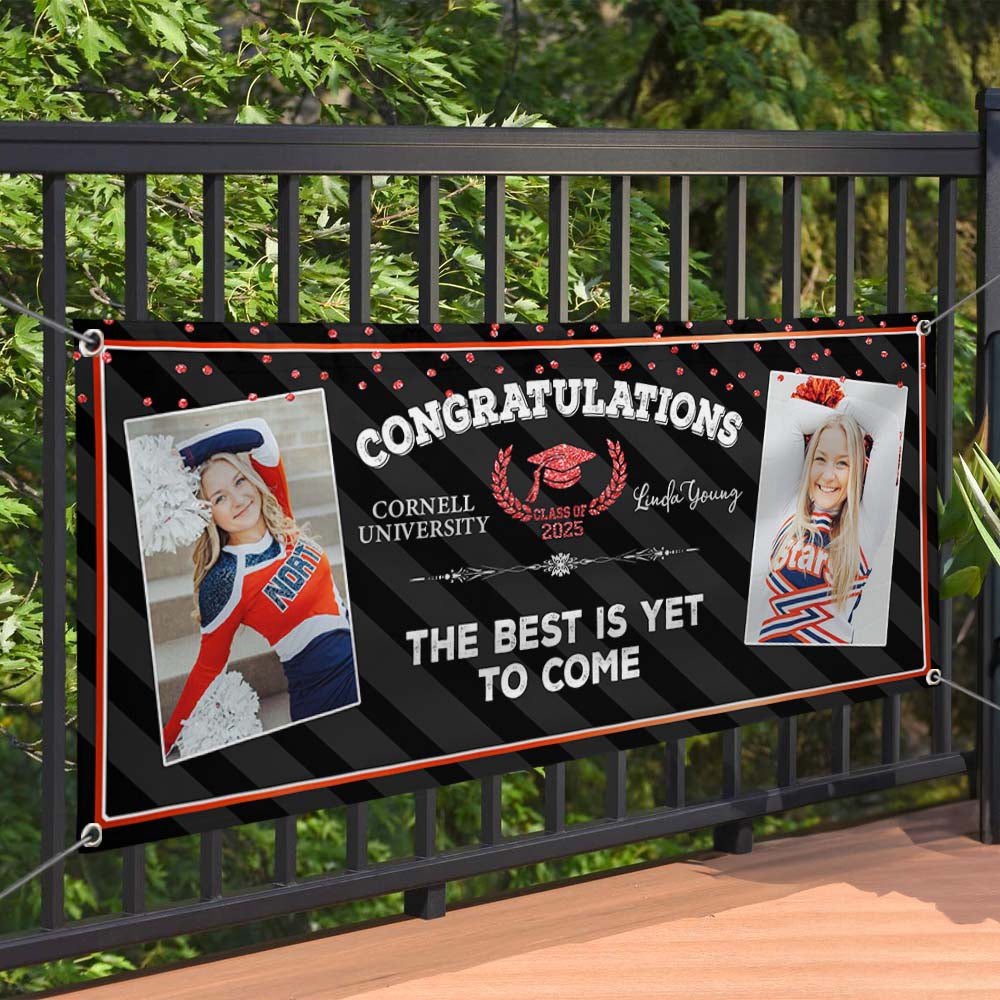 Custom 2 Photos Class of 2025 Graduation Banner - Unique Graduation Gift