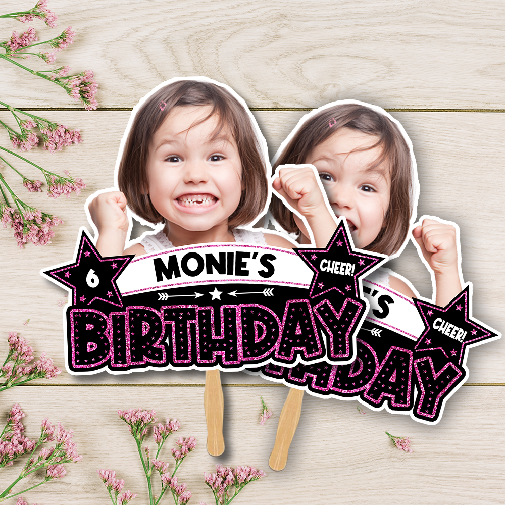 Custom Photo Birthday Face Fans With Wooden Handle, Birthday Parties JonxiFon