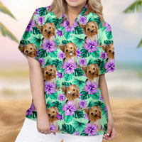 Thumbnail for Personalized Enjoy The Summer Together Floral Palm Leaves Dog Cat Photo Hawaiian Shirt For Pet Mom AI
