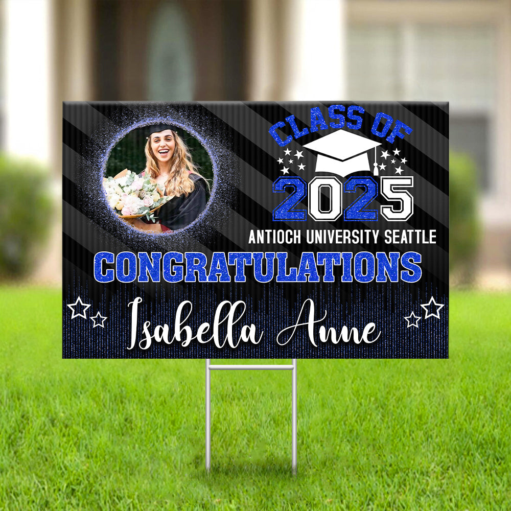 Personalized Yard Sign With Stake - Graduation Gift - Sparkling Senior Party Decoration FC