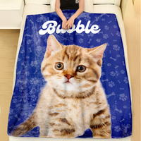 Thumbnail for Personalized Pet Photo And Name Fleece Blankets, Gift For Dog Cat Lovers AB
