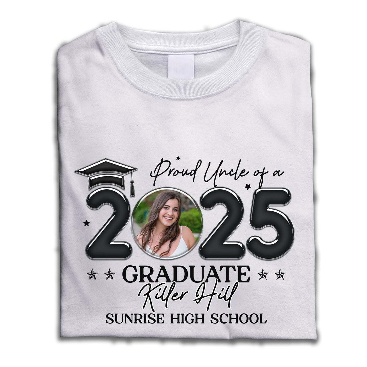 Personalized T-shirt - Graduation Keepsake Gift - Balloon Style Proud Mom Dad Of A 2025 Graduate Photo Merchize