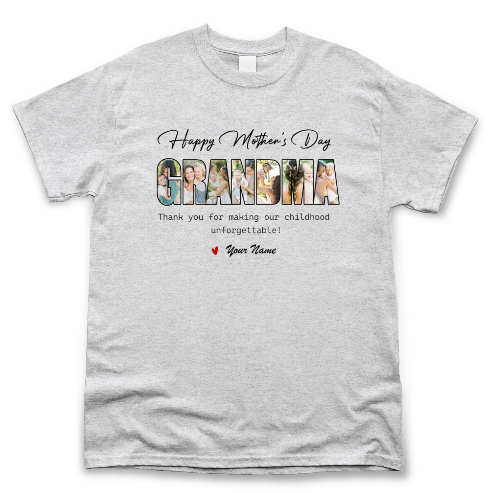 Custom Happy Mother's Day Grandma Photo Collage Light Shirts, Gift For Mom/Grandma Merchize