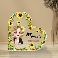 Thumbnail for Personalized Heart Shaped Acrylic Plaque- Office Decor Gift- Floral Cute Women AA