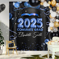 Thumbnail for Custom Balloon Style Congrats Class Of 2025 Graduation Backdrop, Graduation Party Decorations FC