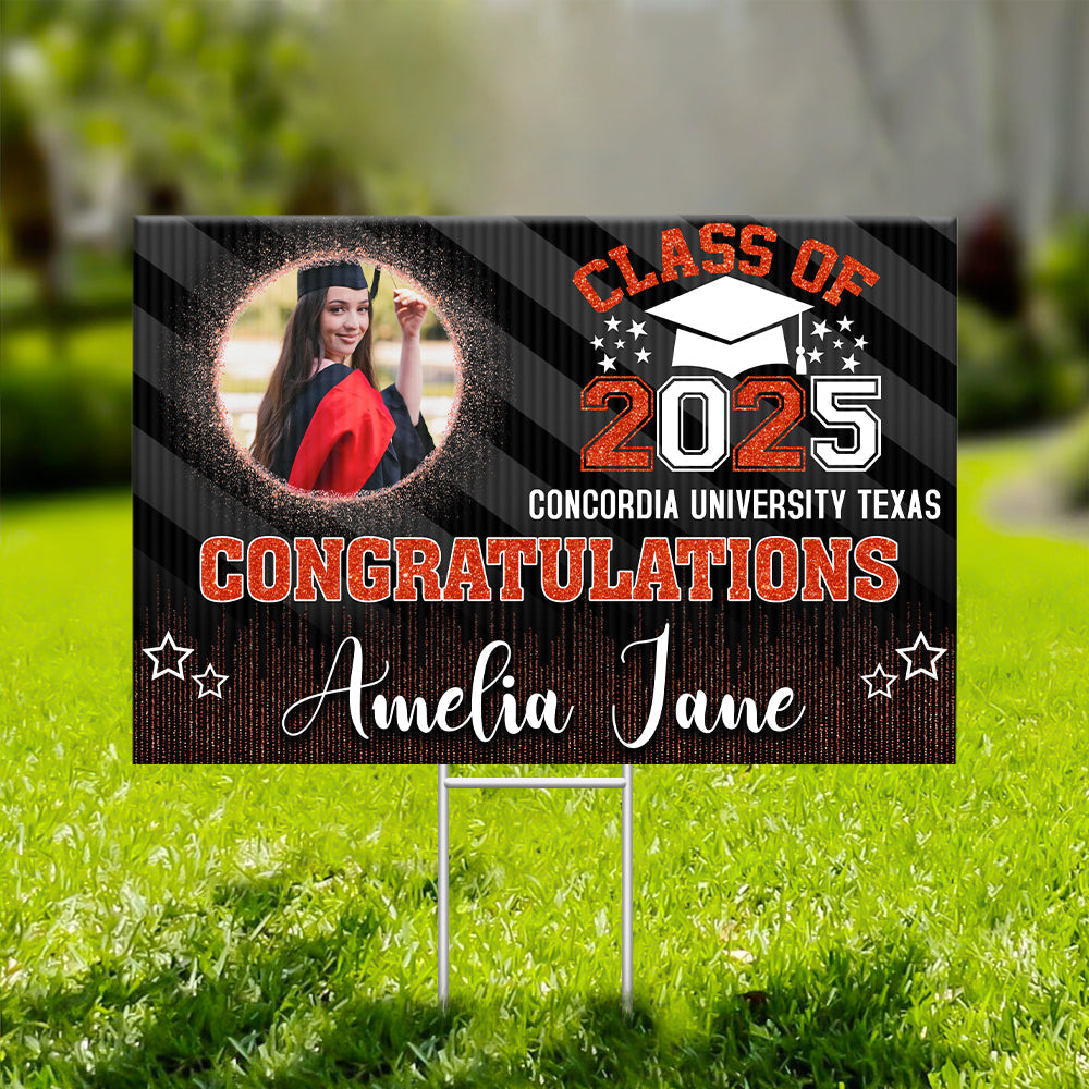 Personalized Yard Sign With Stake - Graduation Gift - Sparkling Senior Party Decoration FC