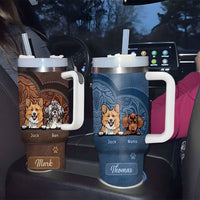 Thumbnail for Personalized Standley Cup - Gift For Pet Lovers - Dog Mom Cat Mom Leather Pattern FC