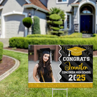 Thumbnail for Personalized Yard Sign With Stake - Graduation Gift - Glitter Senior Party Decor FC