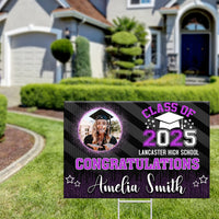 Thumbnail for Personalized Yard Sign With Stake - Graduation Gift - Sparkling Senior Party Decoration FC