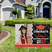 Thumbnail for Personalized Yard Sign With Stake - Graduation Gift - Glitter Senior Party Decor FC