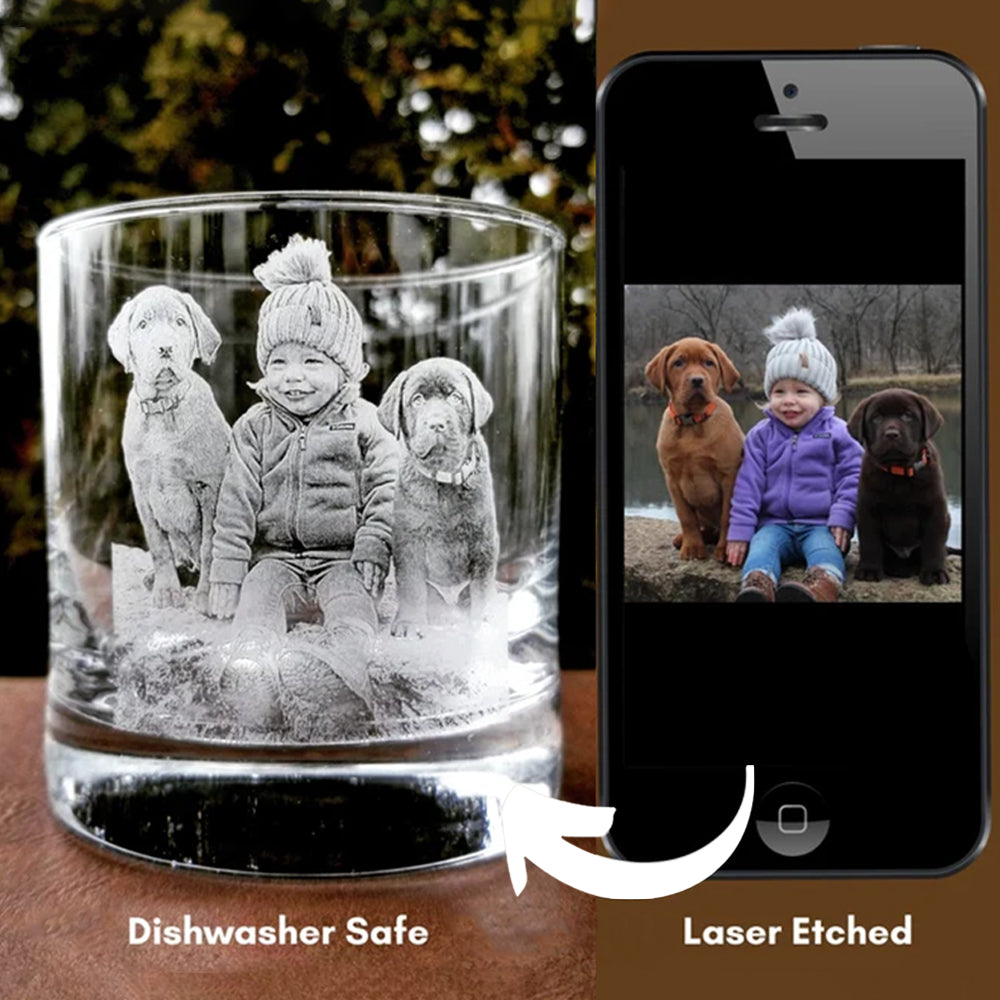 Personalized Etched Photo Whiskey Glasses - Gifts For Pet Lovers FC
