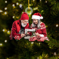 Thumbnail for Personalized Acrylic Ornament - Gift For Sewing Lovers - Old Sewing Couple Photo AC