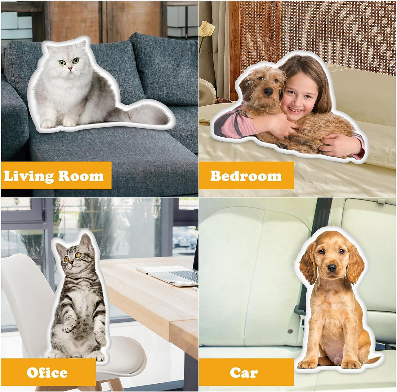 Custom Shape Plush Pillow Case - Gift For Dog Cat Lovers - Cute Pet Photo Pillow Cushions AC