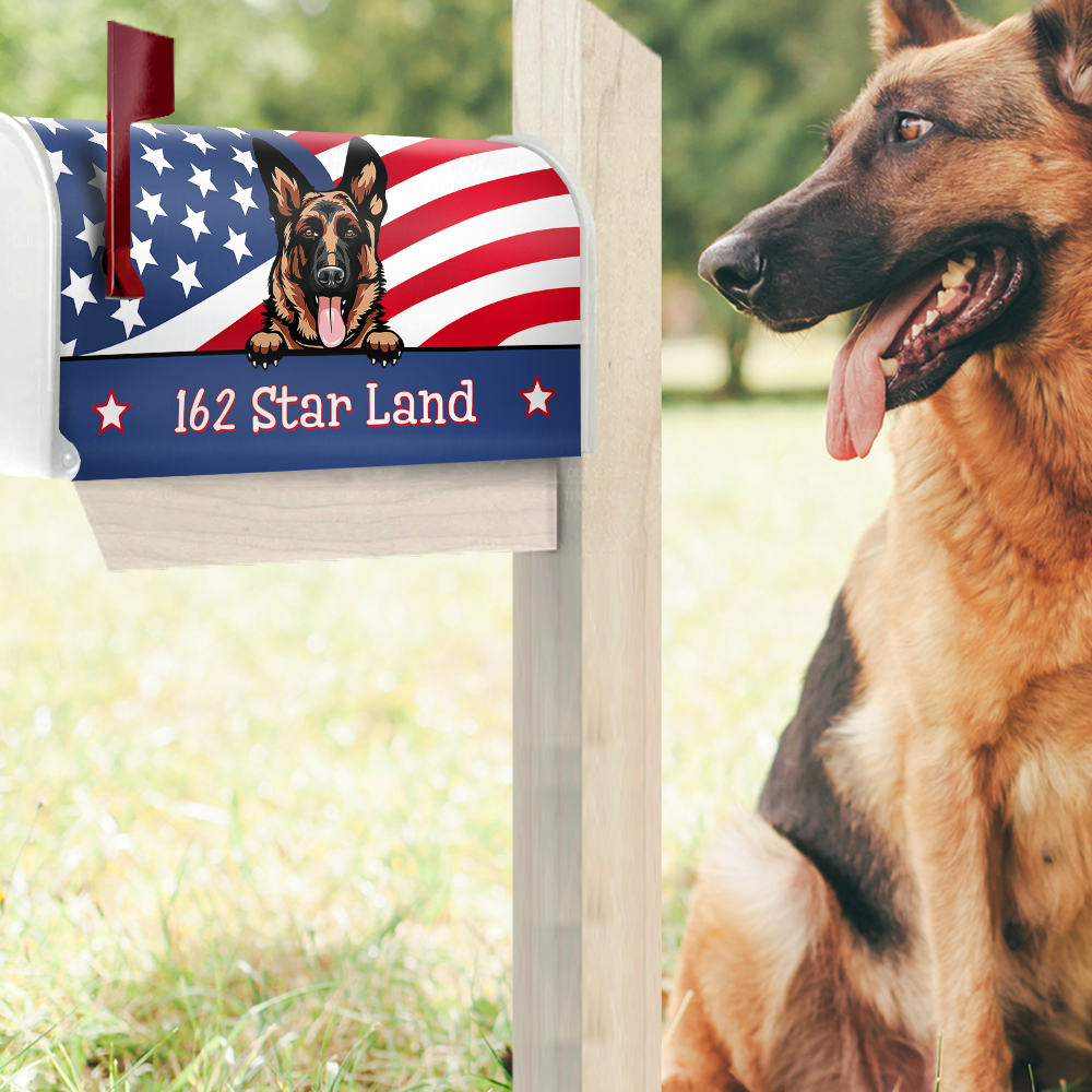 Personalized Dog Cat 4th July American Flag Mailbox Cover, Gift For Dog Cat Lovers AF