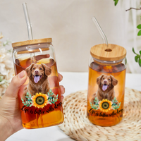 Thumbnail for Personalized Dog Photo Life is Better With Dogs Cats Glass Bottle/Frosted Bottle With Lid & Straw, Best Gift For Dog Cat Lovers AF