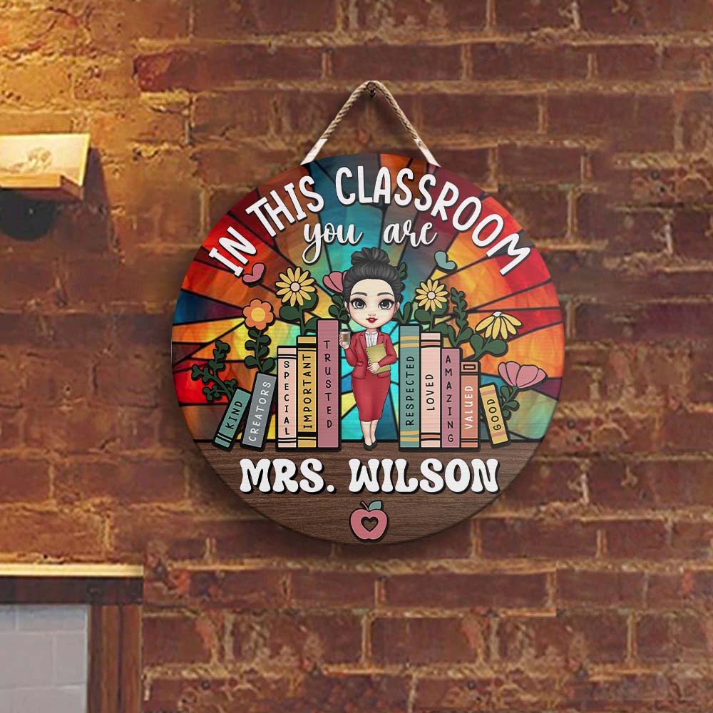 Personalized In This Classroom Stained Glass Welcome  Sign - Back To School FC
