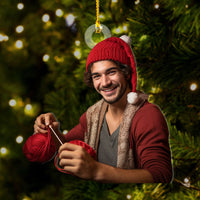 Thumbnail for Personalized Acrylic Ornament - Gift For For Knitters & Crocheters - Knitting Man Photo AC