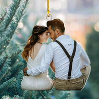Thumbnail for Personalized Acrylic Ornament - Gift For Couple - Hugging Young Couple Photo AC